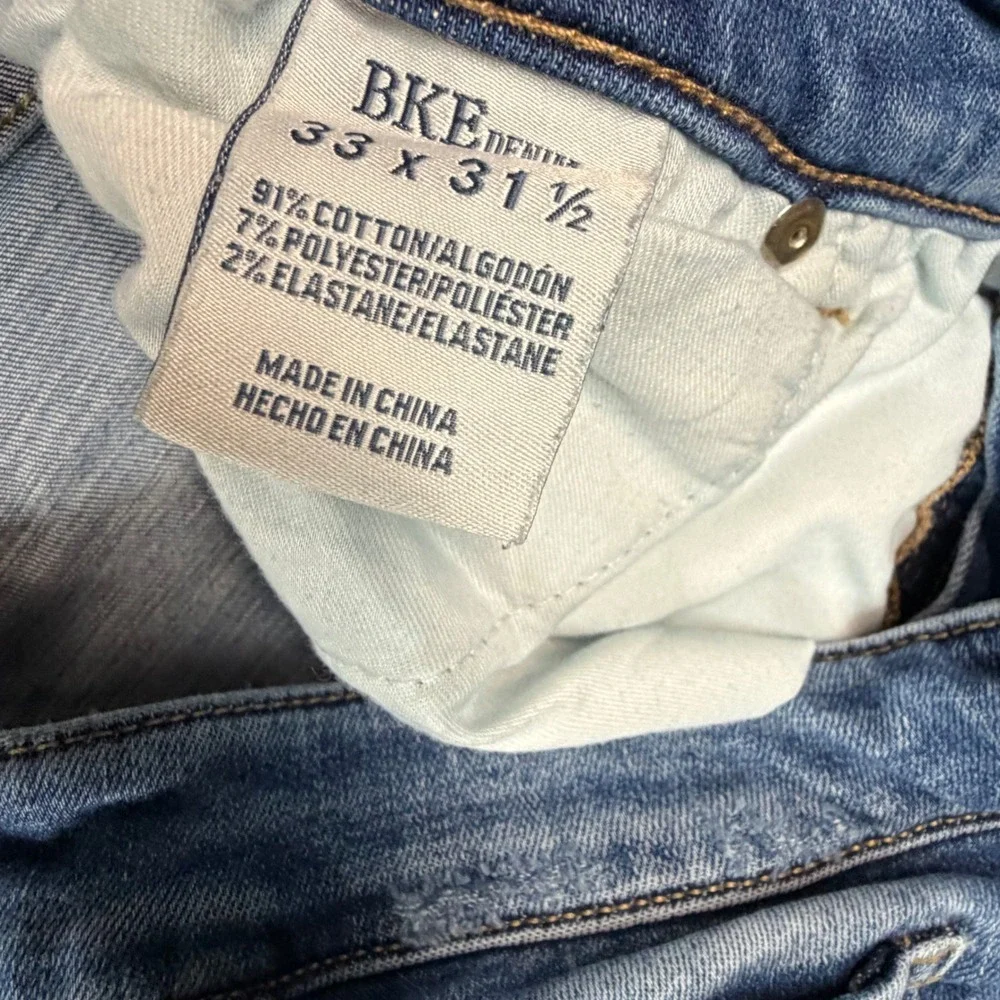 VTG BKE Payton Mid-Rise Bootcut Jeans Blue Distressed Denim Size 33x31.5 Mens